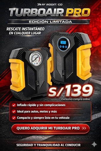 TurboAir Pro – Mini Compresor Portátil para Emergencias